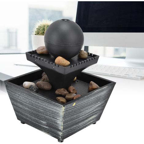 3V USB-Tischbrunnen mit Wasserfall auf Kugel – Dekorativer LED-Tischbrunnen für eine Zen-Atmosphäre, inklusive Glaskugel und Steinen (1/5)