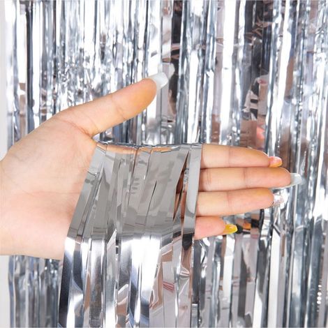 Rideau à paillettes — 200 x 100 cm — Idéal pour les décorations de fêtes, mariages et anniversaires — argent
