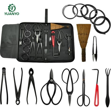 Kit de 12 outils pour bonsaïs en acier au carbone, ensemble complet de taille et d’entretien (1/5)