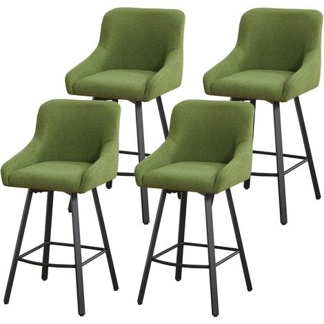 Barhocker 4er Set 66,5 cm Hochlehner mit Fußstütze und 360° Drehung, Grün (1/5)