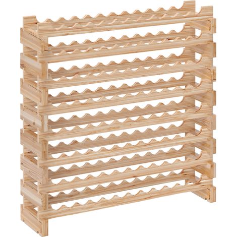 HOMCOM Cantinetta Vino in Legno a 8 Ripiani per 96 Bottiglie Colore Legno (1/5)