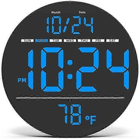 Horloge murale numérique à grand écran LED avec affichage de la température, fonction automatique, date et jour de la semaine. (1/5)