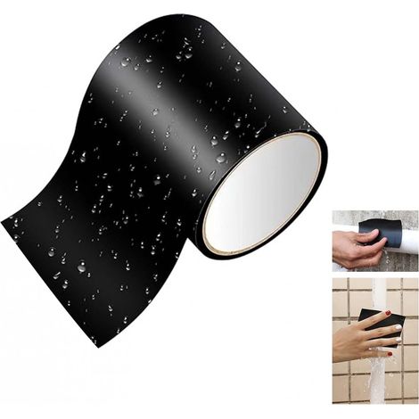 Ruban de réparation étanche 1,5 m x 10 cm - pour piscines, tentes et bassins - ruban adhésif étanche - ruban isolant - ruban d'étanchéité - pour tuyaux, tentes, piscines - noir (1/5)