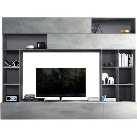 Mobile Porta Tv Grigio Cemento Parete Attrezzata Moderna Ante Soggiorno Libreria (1/3)