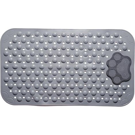 Tappetino antiscivolo per doccia 50x80 cm grigio con ventose e fori di drenaggio – lavabile in lavatrice
