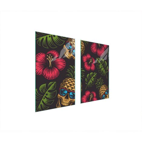 PLAQUE DE PROTECTION EN VERRE POUR POÊLE 75x52 ANANAS (1/5)