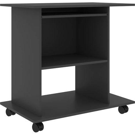 vidaXL Mesa de ordenador madera contrachapada gris 80x50x75 cm (1/2)