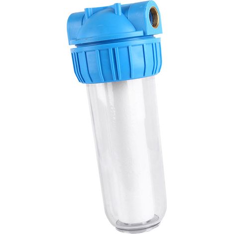 Boîtier de filtre à eau de 10 pouces avec filtre et orifice en laiton de 1 pouce. Transparent pour l'élimination des impuretés.