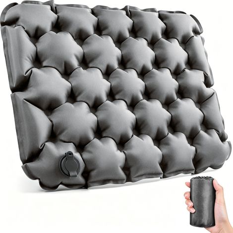 Coussin de siège gonflable, idéal pour le camping et les pique-niques, tapis résistant à l'humidité - gris (1/5)