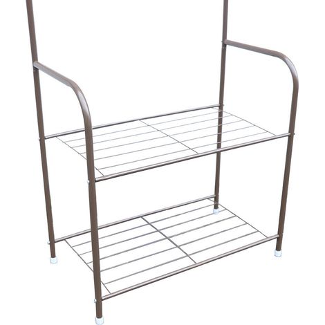 165cm Garderobenständer Metall Wäscheständer Mit Haken Kleiderständer Hut-und Kleiderständer Kleiderschuhständer Kleiderbügel Haken Regal (1/5)