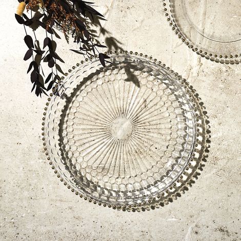 Plateau Rond - Home Deco Factory - Sabah - Transparent Et Or
