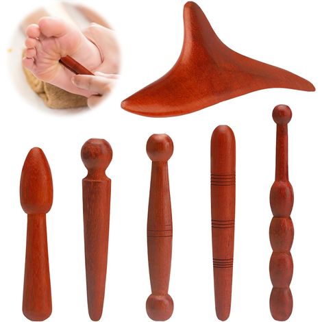 6 Pièces Appareil Massage Points de Déclenchement Trigger Bâton Massage en Bois Pieds Bâtons Musculaire pour Relaxation des Pieds Du Cou des épaules et Bras (1/5)