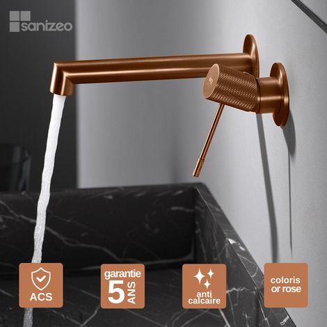 Robinet Mitigeur Lavabo Encastré Salle de Bain or rose cuivré – Anti-Calcaire – Design moderne - LINE IMEX (1/5)