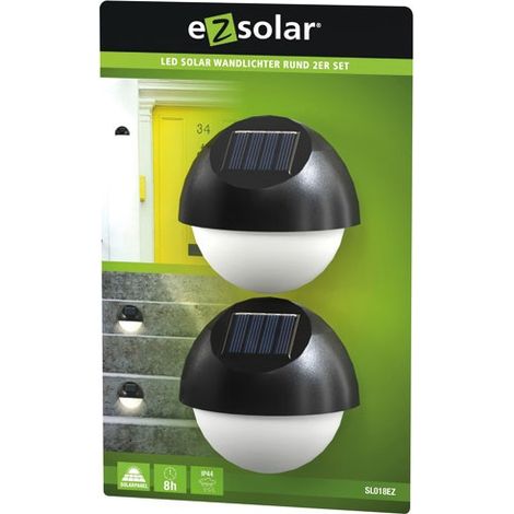Applique Solare Sensore di Crepuscolo Rotonda Confezione da 2 - Ezsolar