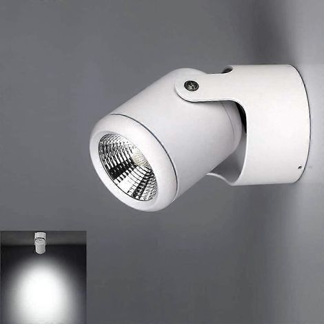 Applique murale LED blanche 7 W (blanc froid) pour chambre avec tête de spot orientable à 180°. Accessoire spot LED simple pour cuisine. (COB) (1/4)