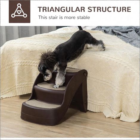Escalier portable pour animaux de compagnie avec marches pliables, équipé de pédales antidérapantes, couleur marron (1/5)