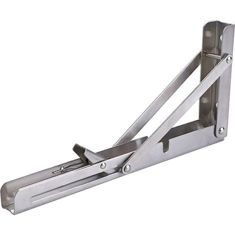 Klappbare Regalträger, 2 Stück, Edelstahl, Wandmontage, einziehbar mit Schrauben, 350 mm x 175 mm (14 Zoll), Silber (1/4)