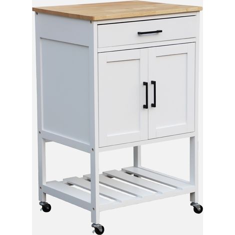 Carro de cocina con encimera de madera de pino