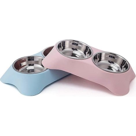 Filiyano-Gamelle double pour chien, double gamelle antidérapante en acier inoxydable avec protection anti-déversement pour petits chiens et chats (S (1/5)
