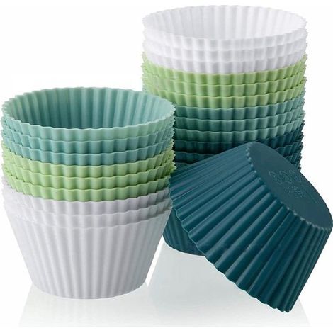 Set di 24 stampi per muffin in silicone, stampi per muffin Morandi Color Cake, stampi rotondi in silicone senza BPA per muffin e cupcake, antiaderenti e riutilizzabili. (1/5)