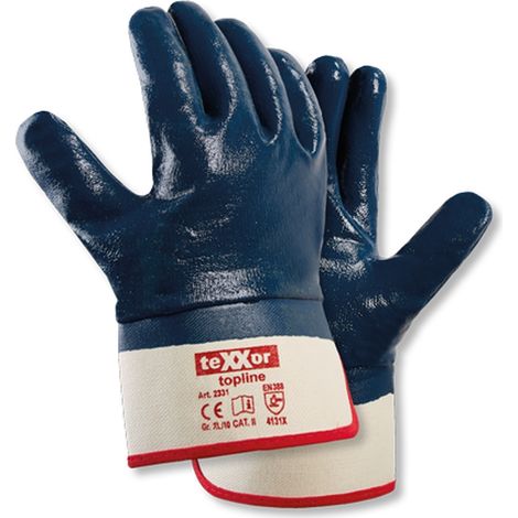 teXXor® topline Nitril-Handschuhe STULPE beige/blau vollbes. Kat.2 23319 Gr.09 (1/4)