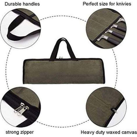Sacoche À Couteaux - Sac De Rangement Pour Couteaux De Cuisine - Pour Camping Randonnée Pique-Nique - Vide - Vert - 1 Pièce (1/4)