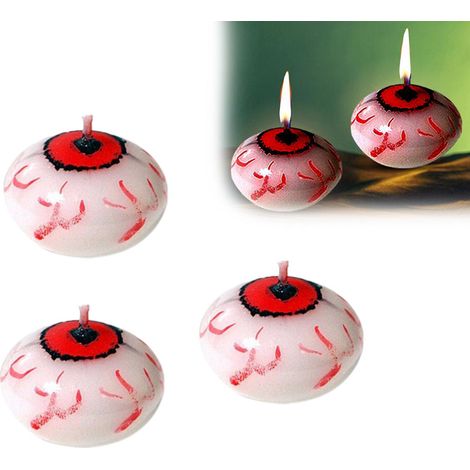 Lot de 3 bougies flottantes en forme d'œil pour Halloween - Décorations de table pour fête d'Halloween (1/5)