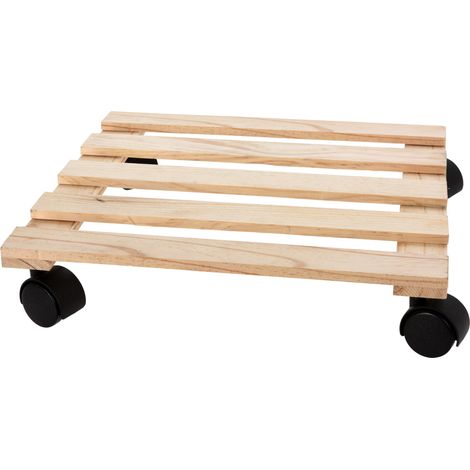 PROGARDEN soporte macetas ruedas madera cuadrado 35 cm , Soporte macetas ruedas madera cuadrado 35x35cmCarro para plantas cuadrado con ruedas con una capacidad de carga máxima