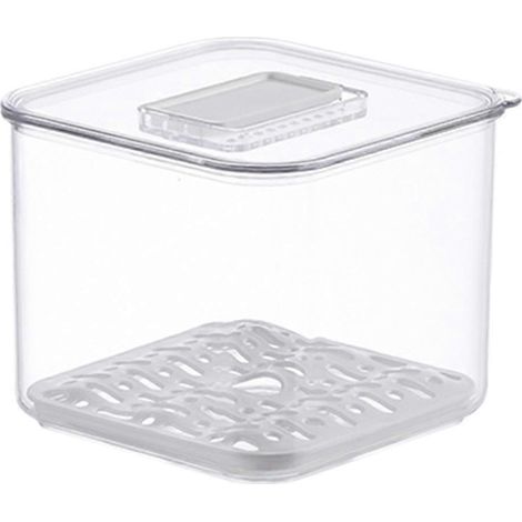 Boîte de rangement pour réfrigérateur (1 pièce), bac à égouttage pour fruits, boîte de rangement multifonctionnelle-14.3X14.3CM-Transparent