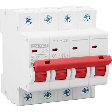 Disjoncteur miniature 4P, capacité de coupure 6000 A, petit disjoncteur CC pour système photovoltaïque solaire, 1000 V CC, 10 A (1/5)