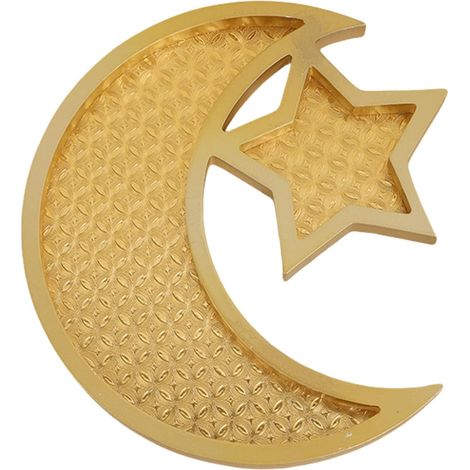 Plateau de service en forme d'étoile et à thème - Texture dorée élégante - Convient pour les fêtes et les festivals de l'Aïd - Décoration d'intérieur (1/5)
