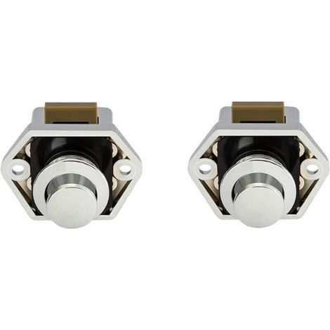 Bouton Poussoir Camping Car - Loquet Serrure Bouton Fermeture Porte Placard pour RV Caravane de Moteur 2 pièces(Chromé), Irisfr (1/4)