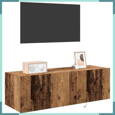Meuble TV mural - 863110 - Bois ancien - Bois d'ingénierie - 100 x 35 x 31 cm (1/5)