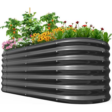 Quictent Kit carré potager surélevé galvanisé, 180x90x45cm