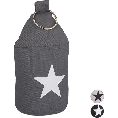 Set of 6 Relaxdays Star Door Stops, Fabric Bumper, Floor Doorstop, Tall, with Handle, HxD: 23 x 11 cm, Dark Grey