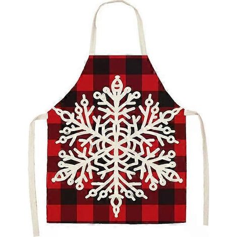 Ensemble de 2 tabliers de ménage en coton et lin à carreaux de Noël, 47 x 38 cm, WQ-001308