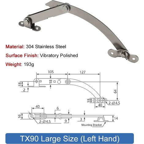 (TX90-DS-LH-SS-1PCS) Porte d'armoire de distribution pour interrupteur de fin de course, charnière pliante, support de dispositif de fin de course en acier inoxydable, porte d'armoire mécanique (1/5)