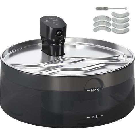 Katzenbrunnen 7L Trinkbrunnen für Katzen mit leiser Pumpe LED Aktivkohlefilter Edelstahl 30,6 x 30,6 x 17,2 cm