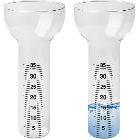 GOMETY Lot de 2 pluviomètres résistants au gel, 35 mm, verre de rechange, pluviomètre, résistant au gel, lampe de poche, pluviomètre, tube pluviomètre en verre avec graduation, appareils de (1/5)