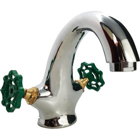 Robinet de lavabo vert industriel, style vintage industriel (1/4)