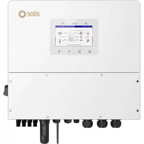 Inverter Fotovoltaico Alta Tensione Solis Trifase Ibrido On-Grid/Off-Grid 12kW, Quadruplo MPPT, CEI 0-21, Schermo LCD, Meter e TA Inclusi, Garanzia 10 Anni IP66 SKU-12225