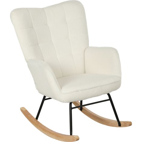 Poltrona a dondolo con braccioli, 98 x 71 x 101 cm, bianca DESVIAE (1/5)