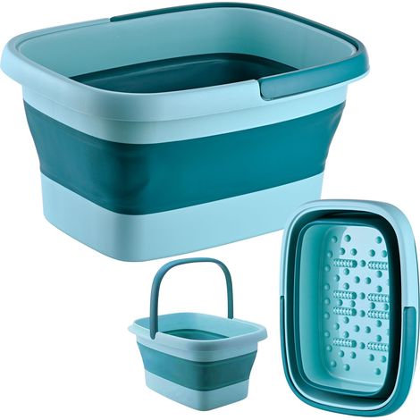 Relaxdays Fußbadewanne, faltbar, Noppen, Henkel, HxBxT: 23 x 42,5 x 32,5 cm, Wanne für Fußbad, Fußpflege, türkisblau (1/5)