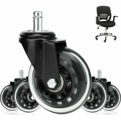 Leise Bürostuhlrollen, 5er-Pack Bürostuhlrollen, 360°-Drehung, Universal-Lenkrollen 11 mm x 22 mm, roll- und abriebfest (1/4)
