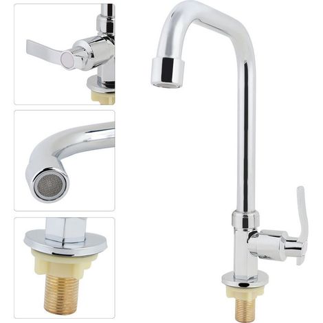 G1/2" en alliage brossé robinet de cuisine eau froide robinets de lavabo de cuisine (1/5)