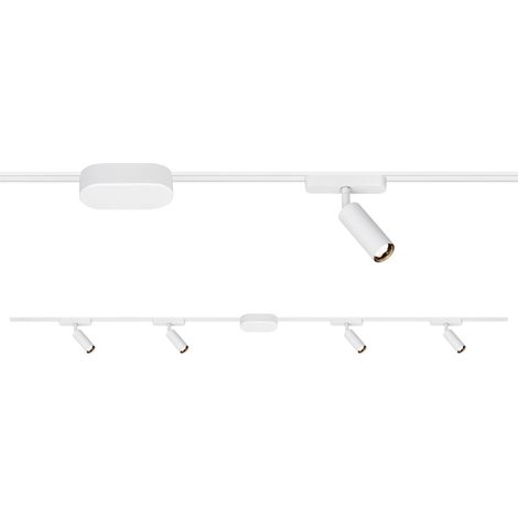 Système de rail set de démarrage, 4x LED Spots, extensible, orientable, lampes, système de rail d'éclairage pour plafond, rail de spots, lampe de plafond, plafonnier LED, 2m, blanc (1/5)