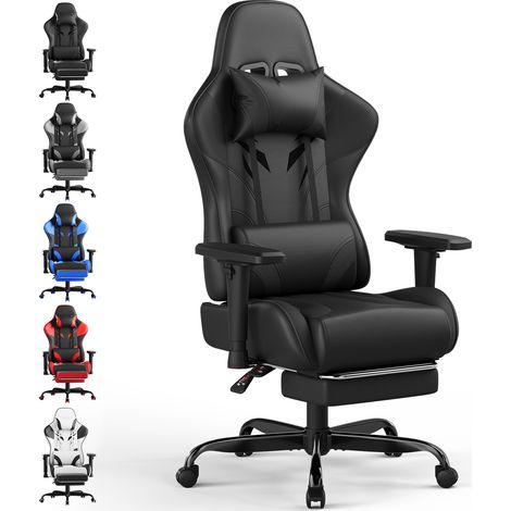 Devoko Chaise de Gaming avec Accoudoirs Réglables, Chaise de Bureau Érgonomique avec Repose-Pieds, Chaise Gamer avec Capacité de Charge 150 kg, Noir