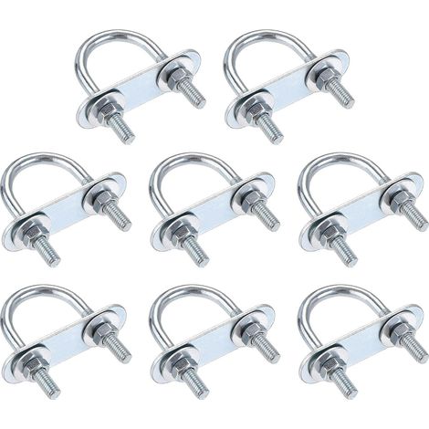 Rond Boulon U 1.06"(27mm) Largeur Interne 53mm Longueur Acier M6 avec écrou Plaque Rondelle 8 Ensembles (1/5)