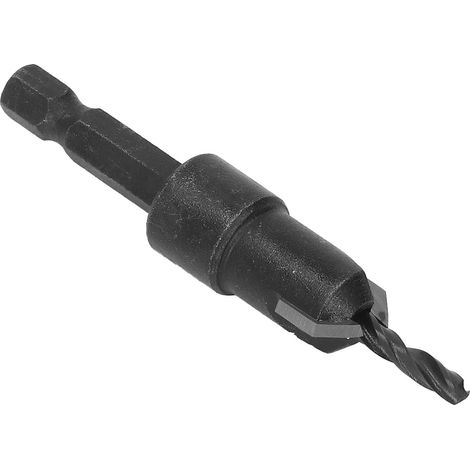3,5-mm-Senkbohrer mit 1/4-Zoll-Sechskantschaft, breiter Schlitz, konischer Bohrer für Holzbearbeitung, schwarz (1/5)