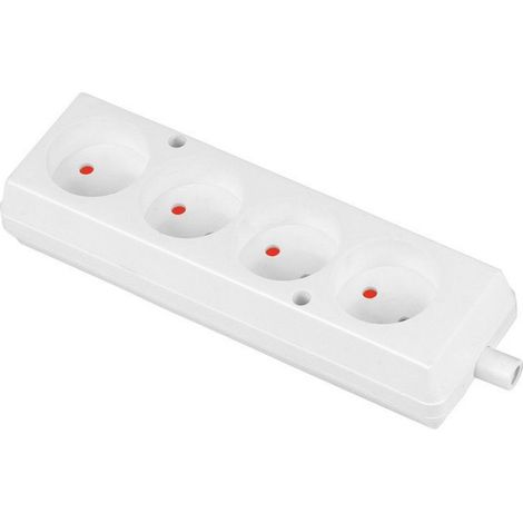 Prise Quadruple - 16 A - 250 V - Blanche - Type Français - IP20 - Volets De Protection - 1 Pièce